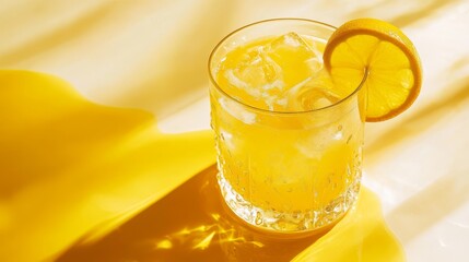 a photo of a sunny yellow cocktail 