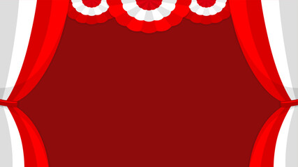 Red and white curtains background with copy space perfect for greetings, advertisements, promotions, and many more. Indonesian flag themed template background