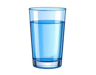  Flat Vector Illustration of Glass of Water with Blue Highlights isolated on transparent background PNG