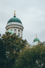protestant cathedral in helsinki with white simple facade with finish north architecture 