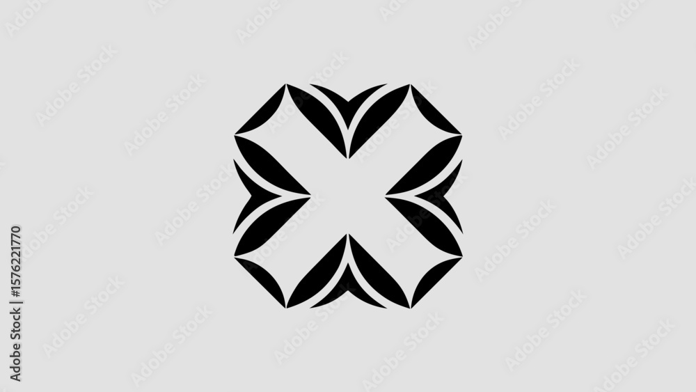 Poster abstract floral pattern with cross shape in the center on a light gray background design element cre