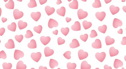 Pink Hearts Seamless Pattern on White Background for Romantic Designs
