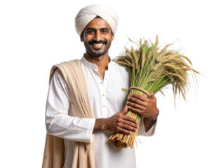  Indian Farmer Holding a Plough on Shoulder, Front View Pose