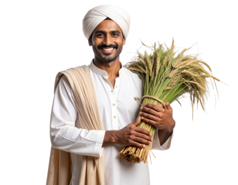  Indian Farmer Holding a Plough on Shoulder, Front View Pose