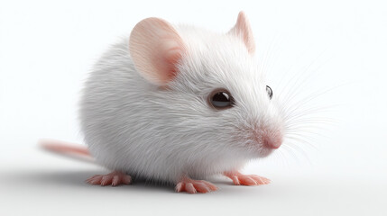 A charming portrait of a pristine white mouse, captured in exquisite detail against a clean backdrop.