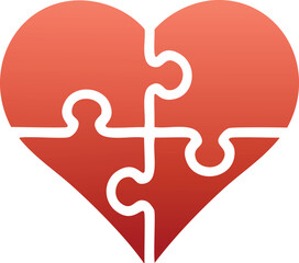 Heart shaped jigsaw puzzle pieces connected together connection