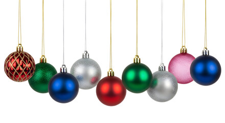 Colorful christmas ornaments hanging