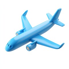Blue airplane illustration against a white background.
