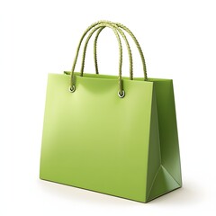 A vibrant lime green shopping bag against a plain white background.