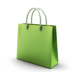 Green shopping bag with light handles.
