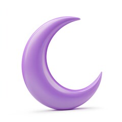 A vibrant, smooth crescent moon in a light purple hue.