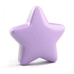 A glossy, light purple star graphic.