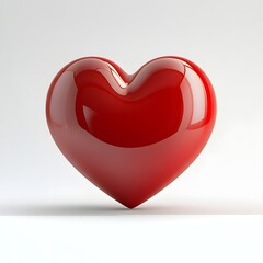Glossy red heart on a plain background.