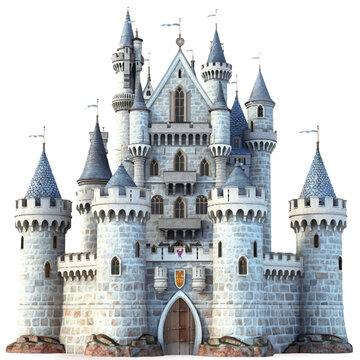 Majestic Medieval Stone Castle with Ornate Towers and Gate