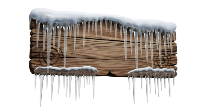 Frozen wooden sign