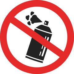 Isolated illustration silhouette spray paint for 
sign prohibiting painting in this area, no vandalism sign