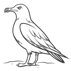 Obraz premium Detailed Black and White Line Drawing of an Ornate Eagle with Sharp Beak and Elegant Wing Details for Artistic Illustration or Coloring Pages