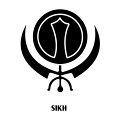 Sikh editable stroke outline icon isolated on white background flat vector illustration, black outline, Pixel perfect