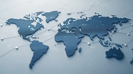 Global network map of continents interconnected by lines.