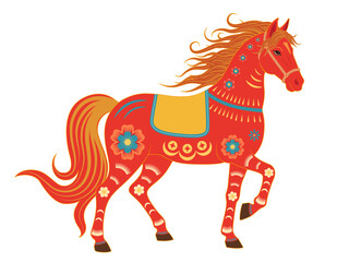 Red paper-cut style horse