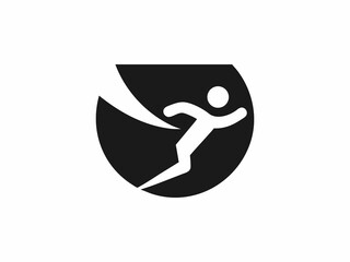Abstract Icon of a Person Running through a Vortex