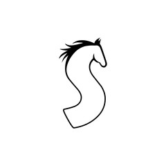 Letter S in the form of a horse icon isolated on white background