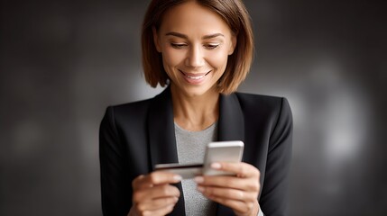 Fototapeta premium Young Woman Using Smartphone with a Smile