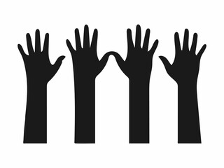 Silhouette of Raised Hands Representing Participation