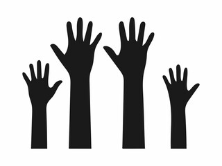 Silhouette of Raised Hands Representing Participation