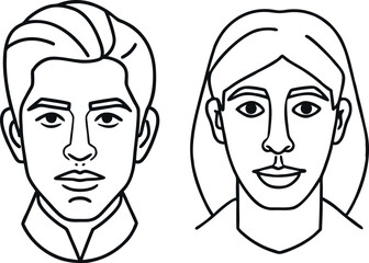 Stylish Line Art Portraits of a Man and Woman
