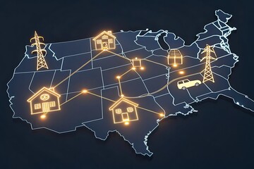 Smart grid energy distribution map high resolution photo