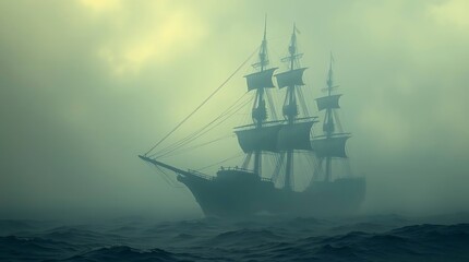 Obraz premium ship in the fog