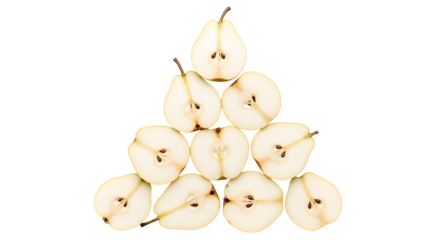 Pear slices arranged in triangle