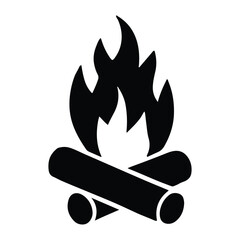 Campfire Silhouette Icon for Outdoor and Adventure Designs