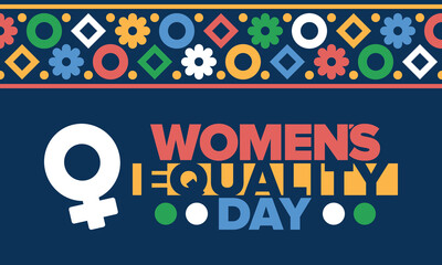 Naklejka premium Women's Equality Day in United States. Female holiday, celebrated annually in August 26. Women right history month. Feminism concept. Poster, greeting card, banner and background. Vector illustration