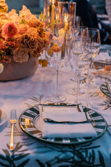 Aesthetic table setting for a dinner