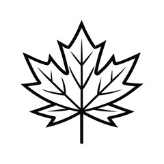 Fototapeta premium Simple black and white outline of a canadian maple leaf symbol