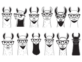 CUTE LLAMA WEARING GLASSES SILHOUETTE