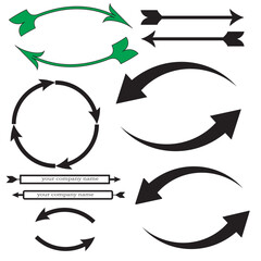 Blue circle refresh arrow symbol collection with business label decoration set
