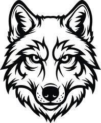 wolf head icon on isolated white background silhotte