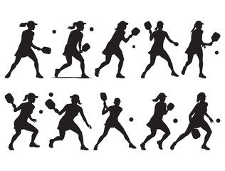 FEMALE PICKLE BALL PLAYERS SILHOUETTE