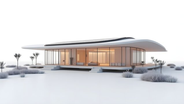 Winter city park scene with modern buildings and contemporary architecture