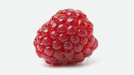 Vibrant red raspberry isolated on a clean white backdrop, showcasing its delicious detail.