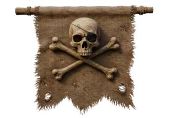 Isolated Skull and Crossbones Pirate Banner