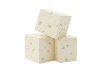 Isolated Stack of White Feta Cheese Cubes