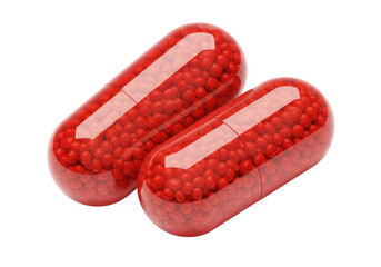 Isolated Red Capsule Pills Medication Treatment Remedy