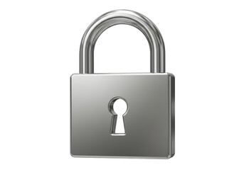 Isolated Silver Padlock Security and Protection