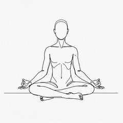 Minimalist Line Art of Person Meditating in Lotus Pose