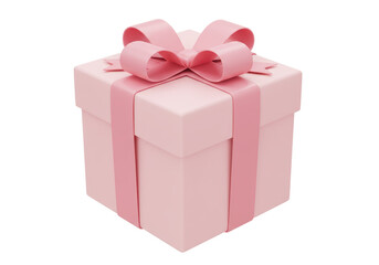 Isolated Pale Pink Gift Box Satin Ribbon Bow