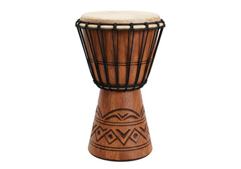 Isolated Carved Wooden Djembe Drum Rhythmic Soul